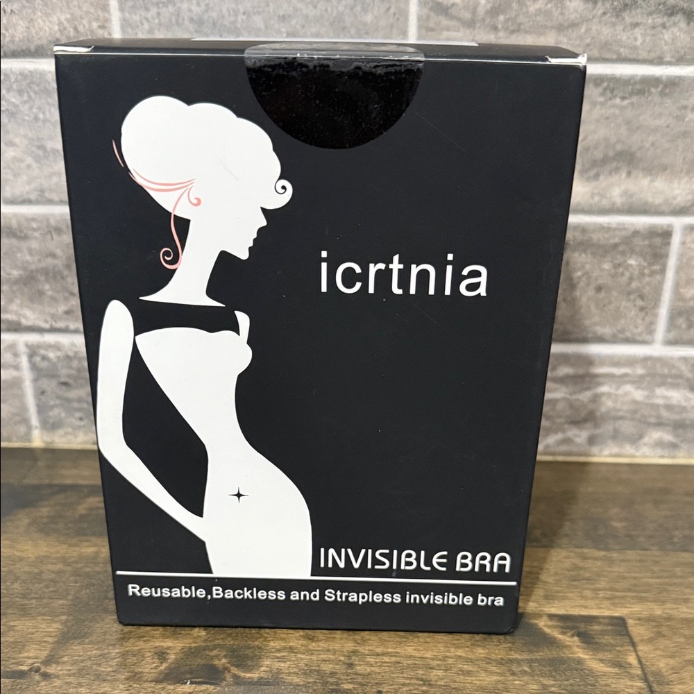 Invisible Bra Black Size B Reusable Backless Strapless Dress Bra